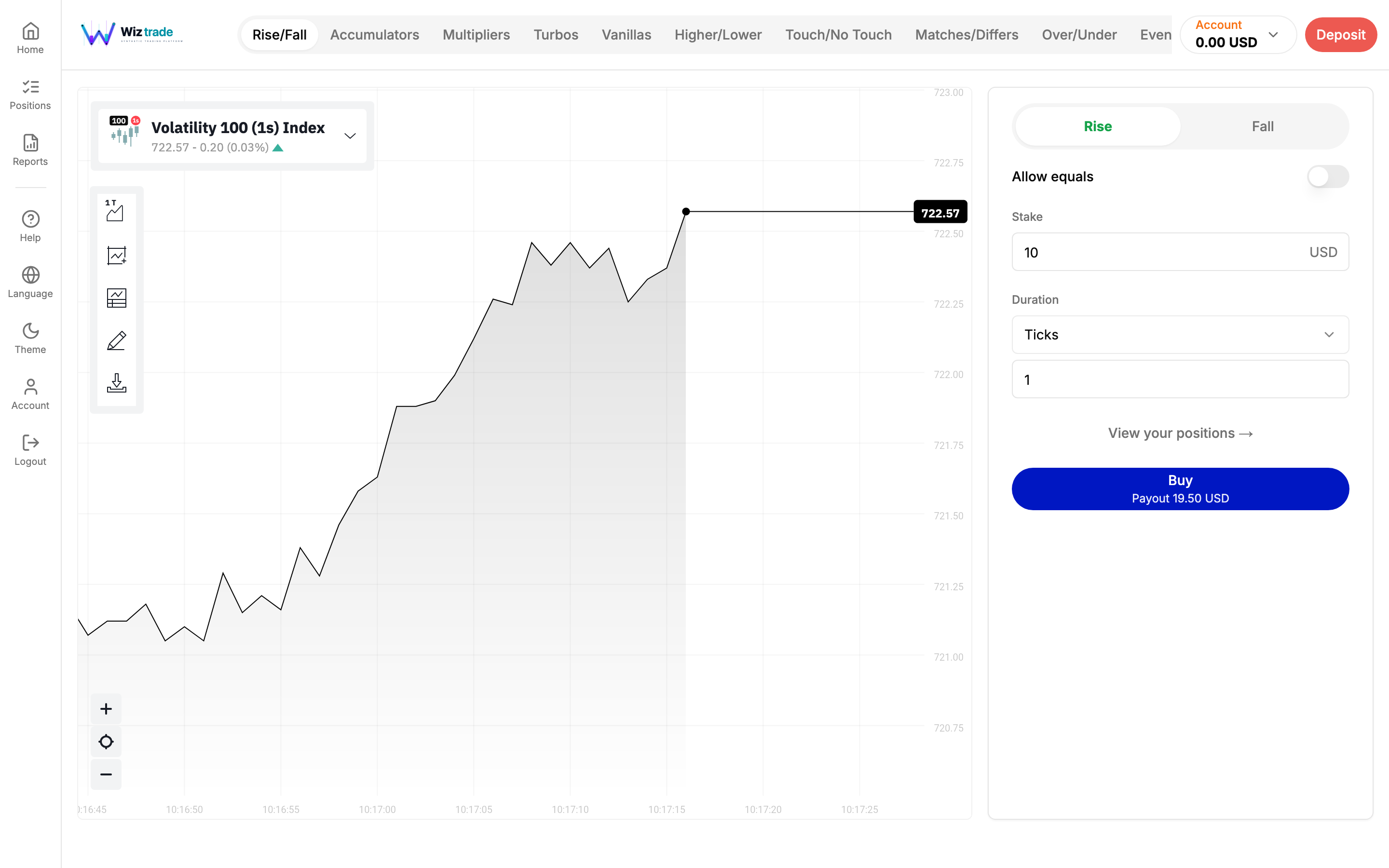 Zinggale trading interface on desktop